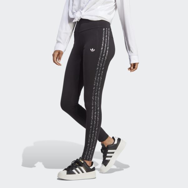 Adidas Legging Imprimé Animal Abstrait Noir