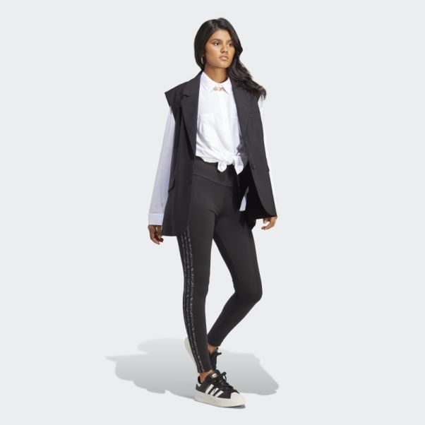 Adidas Legging Imprimé Animal Abstrait Noir
