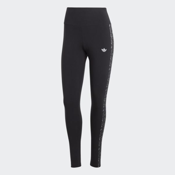Legging Imprimé Animal Abstrait Noir Adidas