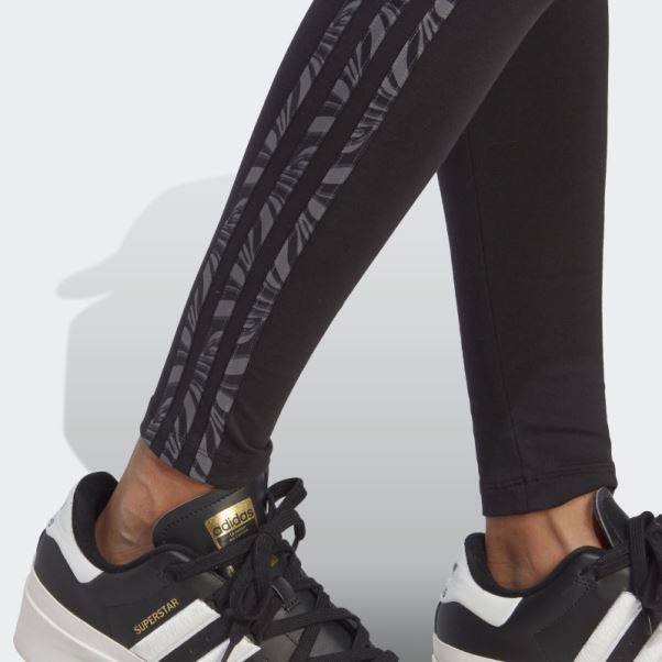 Legging Imprimé Animal Abstrait Noir Adidas