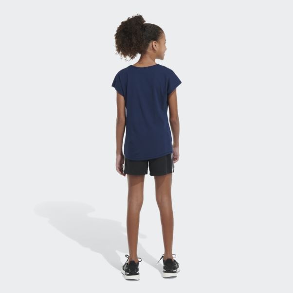 T-shirt Adidas Bleu Marine à Mancherons