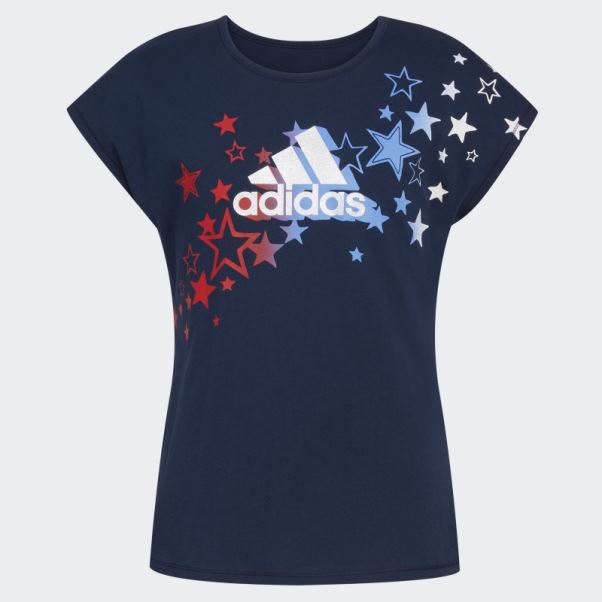T-shirt Adidas Bleu Marine à Mancherons