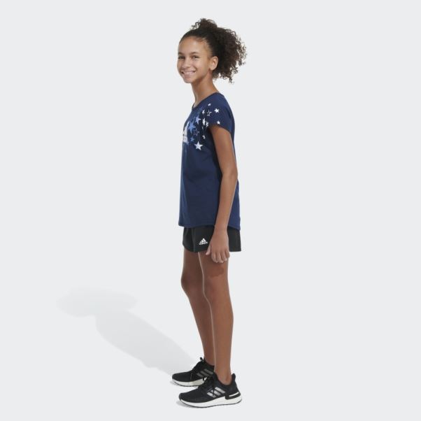 T-shirt Adidas Bleu Marine à Mancherons
