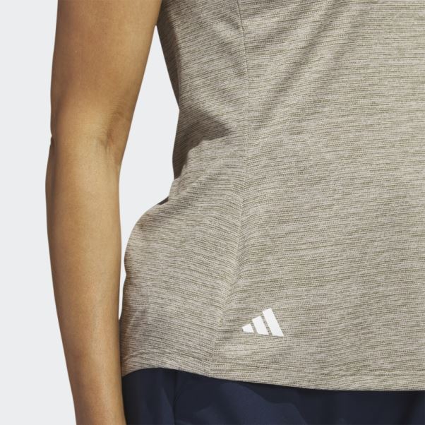Polo De Golf Sans Manches à Col Montant Chiné Essentials Adidas Olive