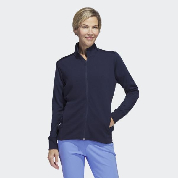 Adidas Veste Zippée Texturée Bleu Marine