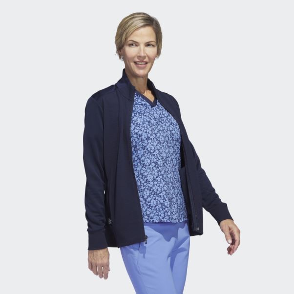 Adidas Veste Zippée Texturée Bleu Marine