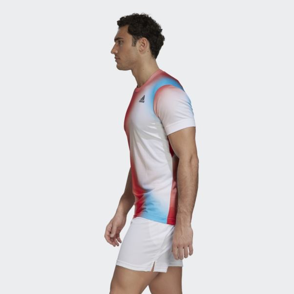 Adidas Melbourne Tennis Freelift T-shirt Imprimé Blanc