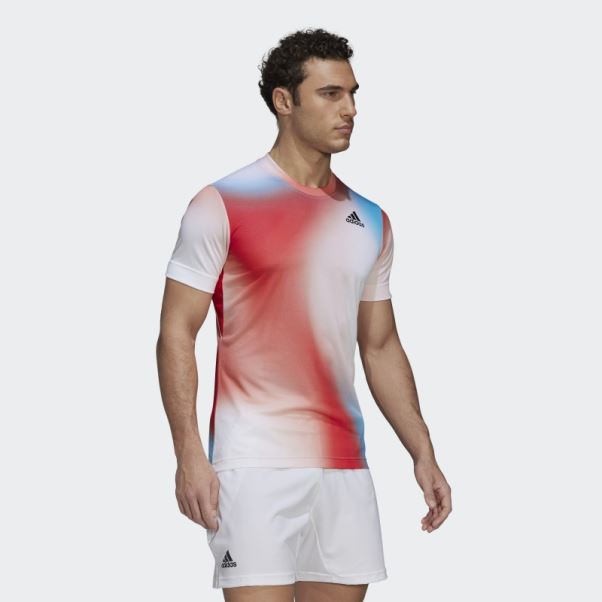 Adidas Melbourne Tennis Freelift T-shirt Imprimé Blanc