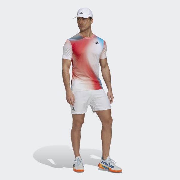 Adidas Melbourne Tennis Freelift T-shirt Imprimé Blanc
