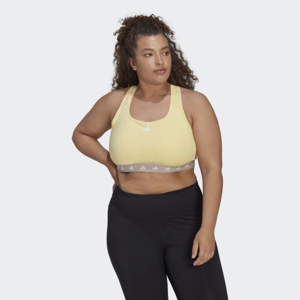 Soutien-gorge Techfit à Maintien Moyen Adidas Powerreact Training Jaune (taille Plus)
