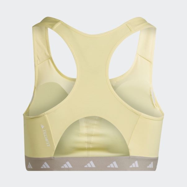 Soutien-gorge Techfit à Maintien Moyen Adidas Powerreact Training Jaune (taille Plus)