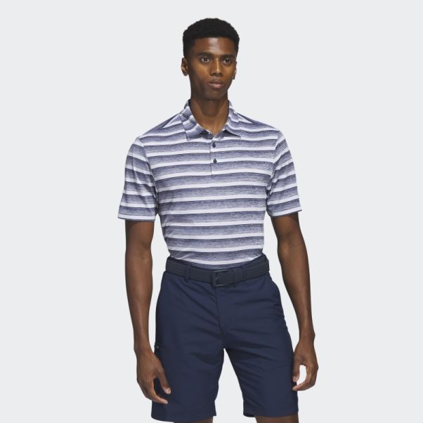 Polo Rayé Bicolore Adidas Bleu Marine