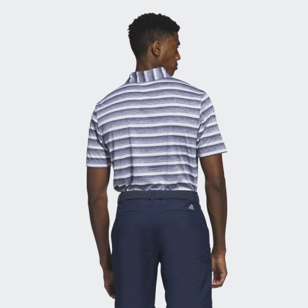 Polo Rayé Bicolore Adidas Bleu Marine