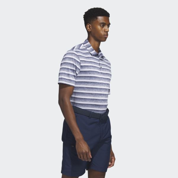 Polo Rayé Bicolore Adidas Bleu Marine