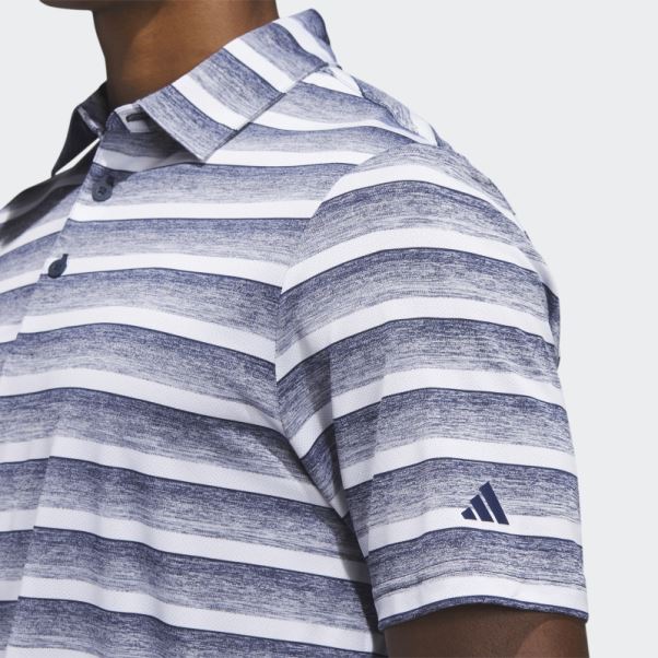 Polo Rayé Bicolore Adidas Bleu Marine