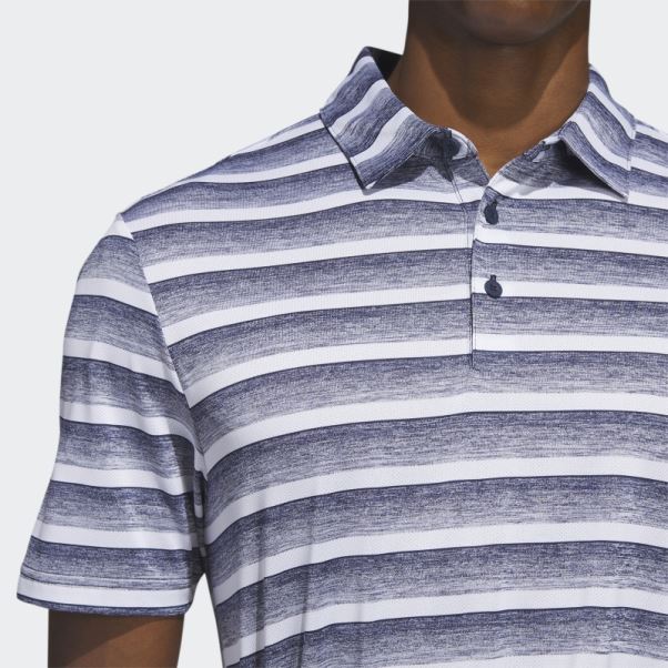 Polo Rayé Bicolore Adidas Bleu Marine