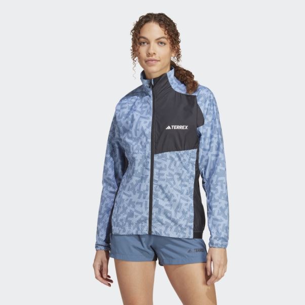 Veste Coupe-vent Adidas Terrex Trail Running Bleu Aube