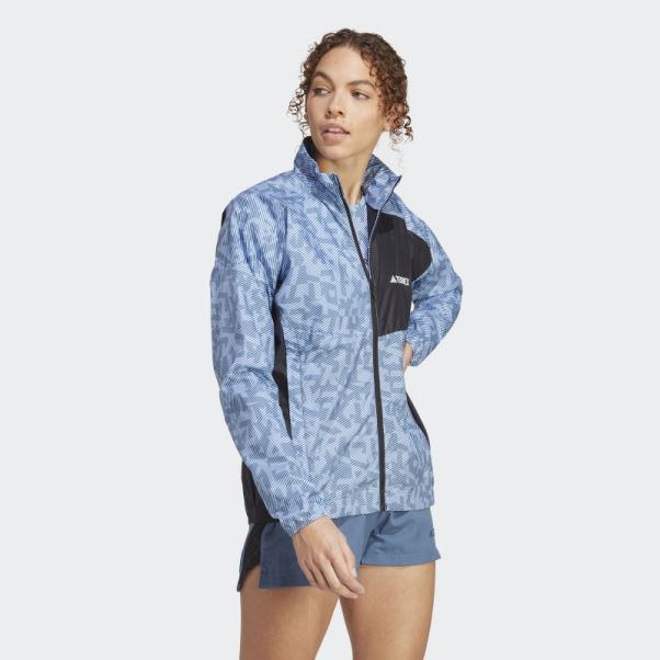 Veste Coupe-vent Adidas Terrex Trail Running Bleu Aube