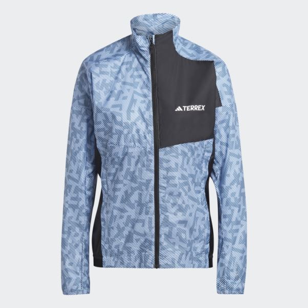 Veste Coupe-vent Adidas Terrex Trail Running Bleu Aube