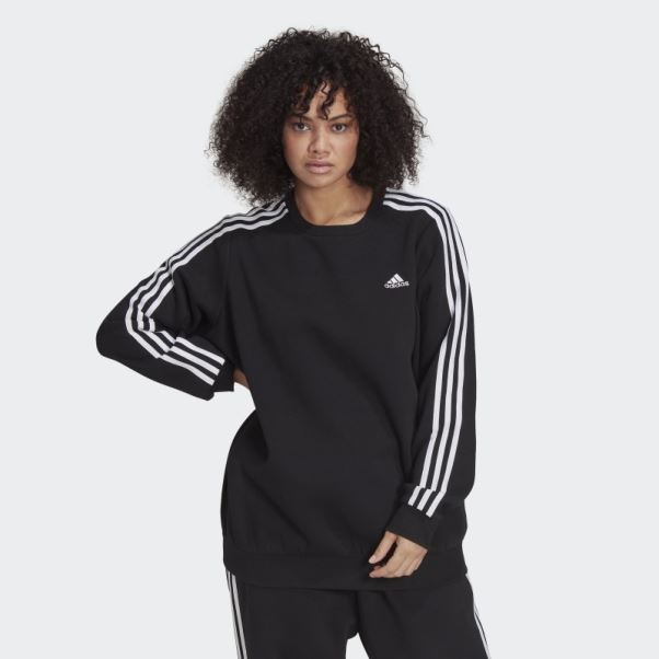 Sweat En Molleton Essentials à 3 Bandes Noir (grande Taille) Adidas