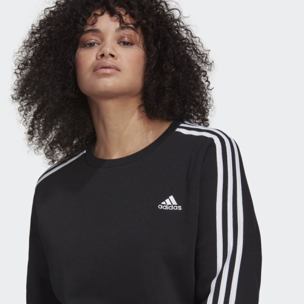 Sweat Adidas Essentials 3-stripes En Polaire Noir (grande Taille)
