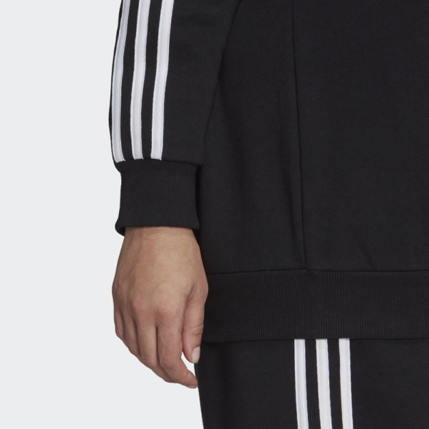 Sweat Adidas Essentials 3-stripes En Polaire Noir (grande Taille)