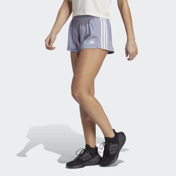 Short Tissé à 3 Bandes Adidas Pacer Violet Argenté