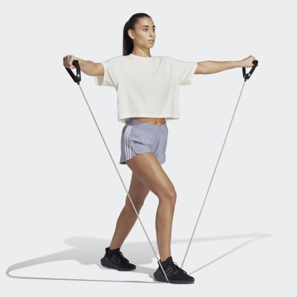 Short Tissé à 3 Bandes Adidas Pacer Violet Argenté