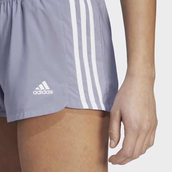 Short Tissé à 3 Bandes Adidas Pacer Violet Argenté