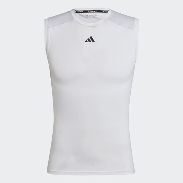 Tee Shirt Sans Manches Techfit Training Adidas Blanc