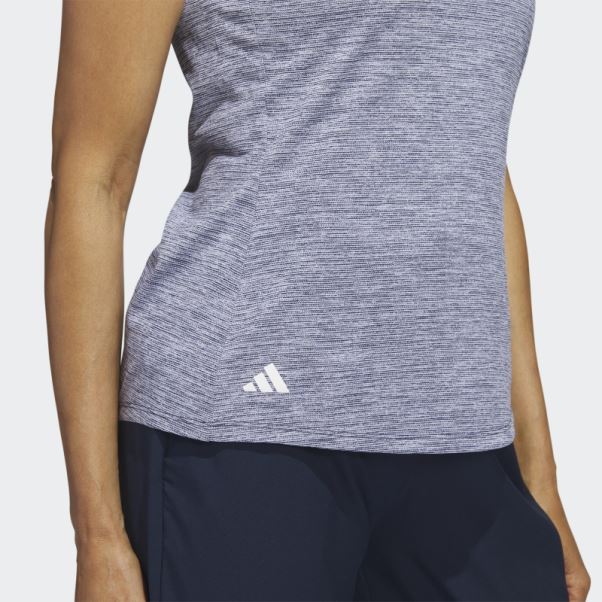 Polo De Golf Sans Manches à Col Montant Chiné Adidas Essentials Bleu Marine