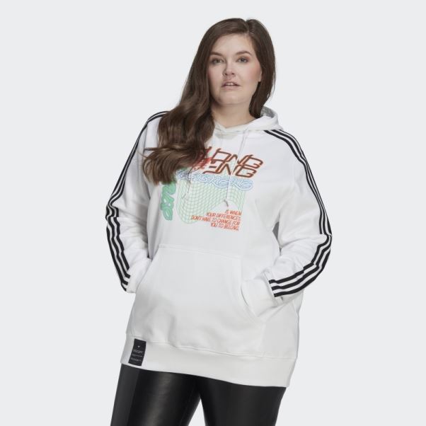 Sweat à Capuche (grande Taille) Blanc Adidas