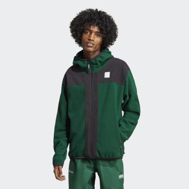 Sweat à Capuche Polaire Zippé Adidas Aventure Fc Vert Foncé