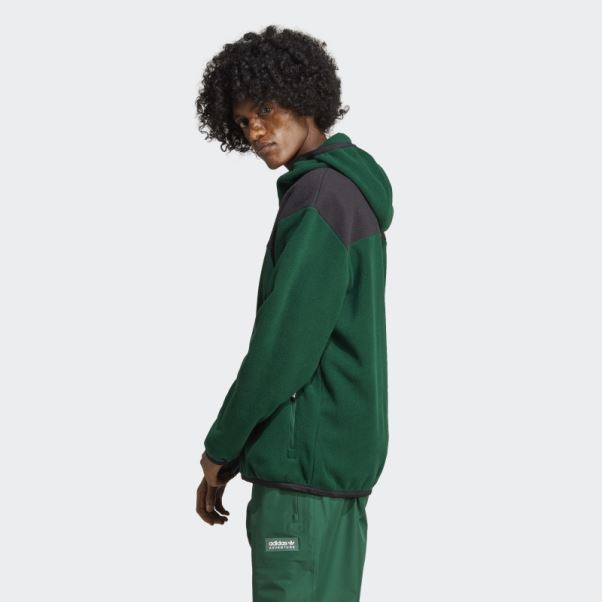 Sweat à Capuche Polaire Zippé Adidas Aventure Fc Vert Foncé