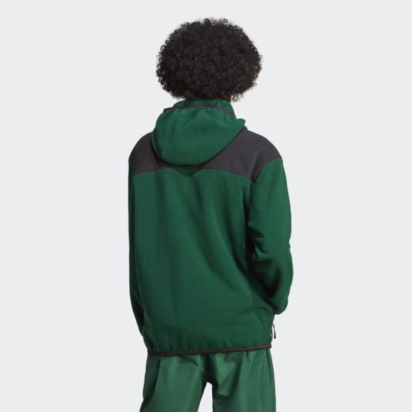 Adidas Sweat à Capuche Polaire Zip Intégral Aventure Fc Vert Foncé