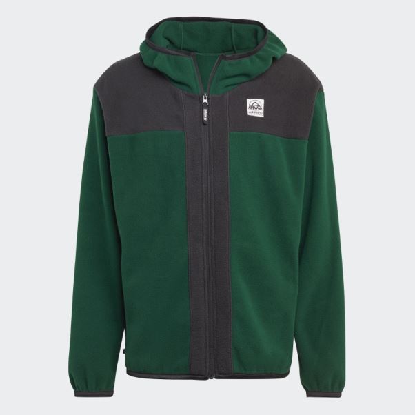 Adidas Sweat à Capuche Polaire Zip Intégral Aventure Fc Vert Foncé