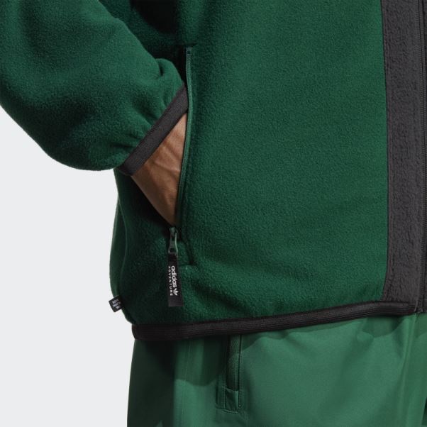 Adidas Sweat à Capuche Polaire Zip Intégral Aventure Fc Vert Foncé