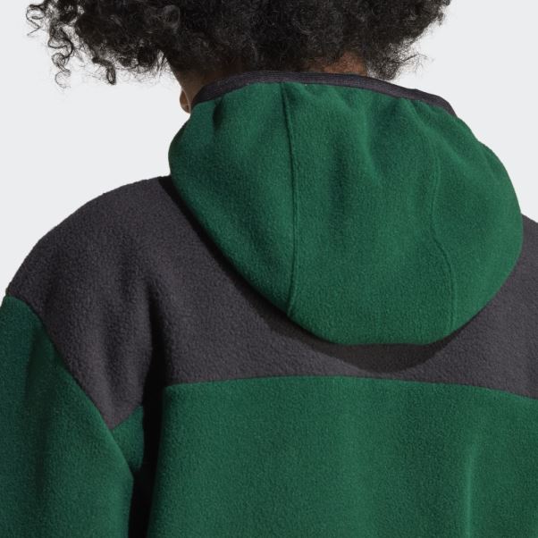 Adidas Sweat à Capuche Polaire Zip Intégral Aventure Fc Vert Foncé