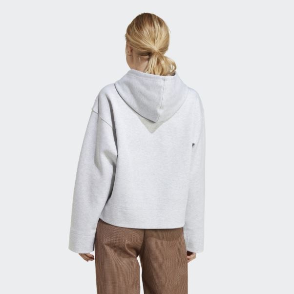 Sweat à Capuche Court Adidas Premium Essentials Gris Clair Chiné