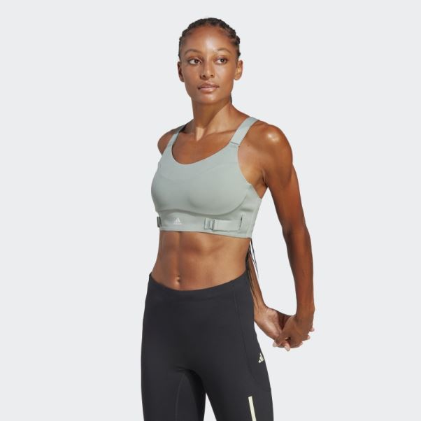 Soutien-gorge à Maintien élevé Adidas Fastimpact Luxe Run Vert Argenté