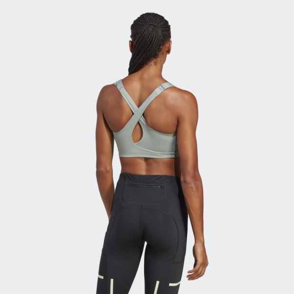 Soutien-gorge à Maintien élevé Adidas Fastimpact Luxe Run Vert Argenté