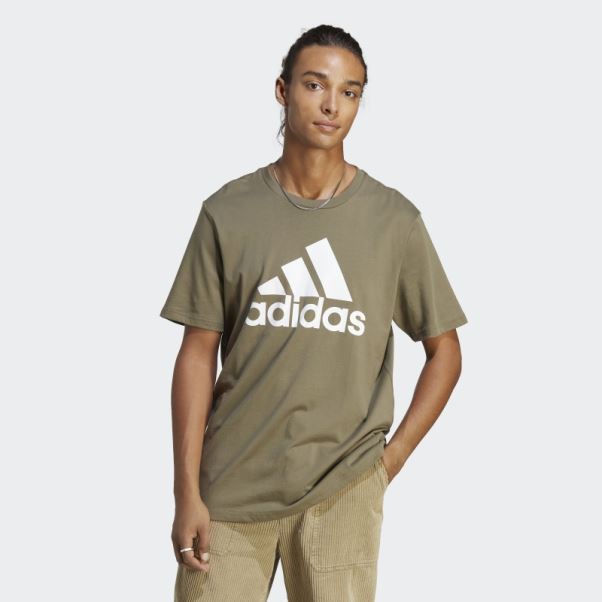 T-shirt à Gros Logo Adidas Olive Essentials