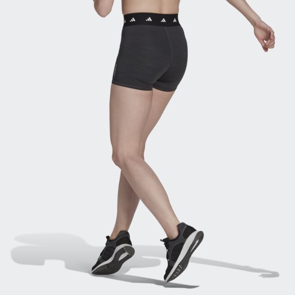 Adidas Leggings Courts Gris Foncé Chiné Techfit Period Proof 3 Pouces