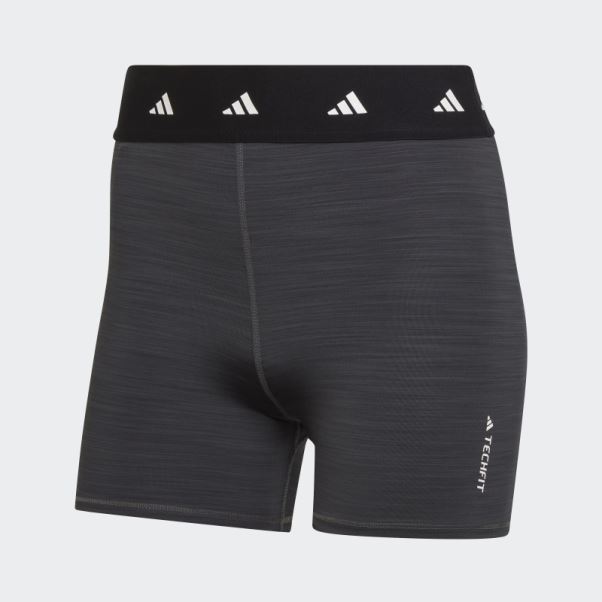 Adidas Leggings Courts Gris Foncé Chiné Techfit Period Proof 3 Pouces