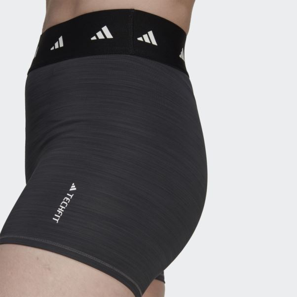Adidas Leggings Courts Gris Foncé Chiné Techfit Period Proof 3 Pouces