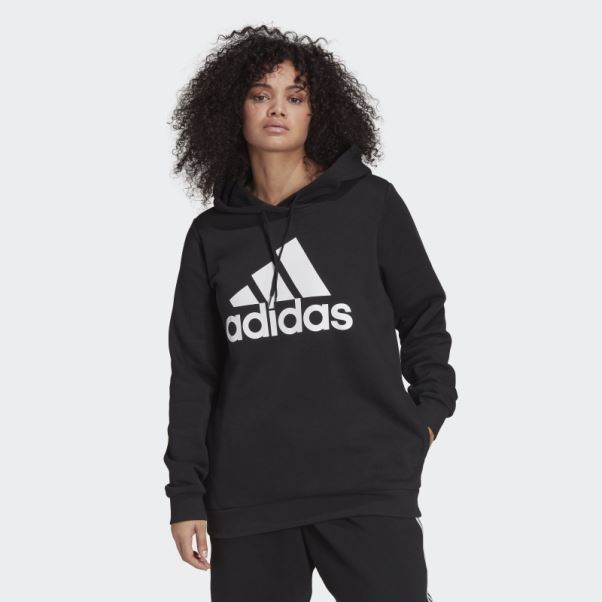 Sweat à Capuche Adidas Essentials Logo Fleece (grande Taille) Noir