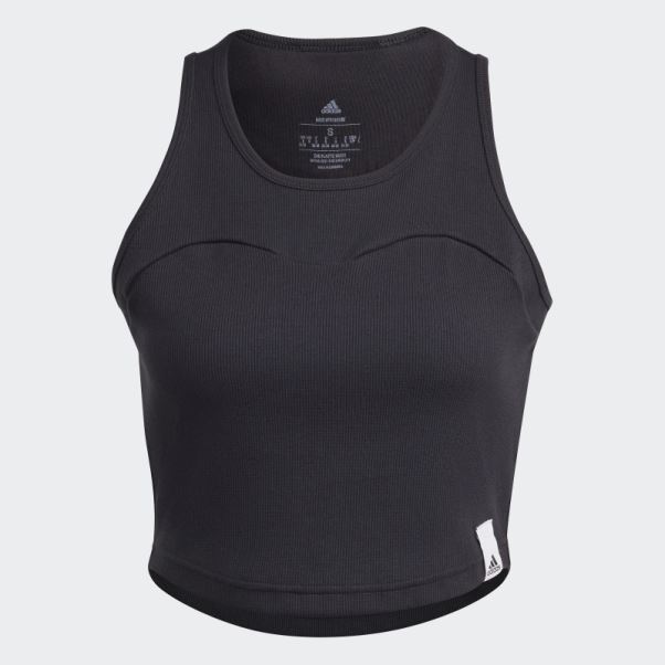 élégant Débardeur Côtelé Noir Adidas