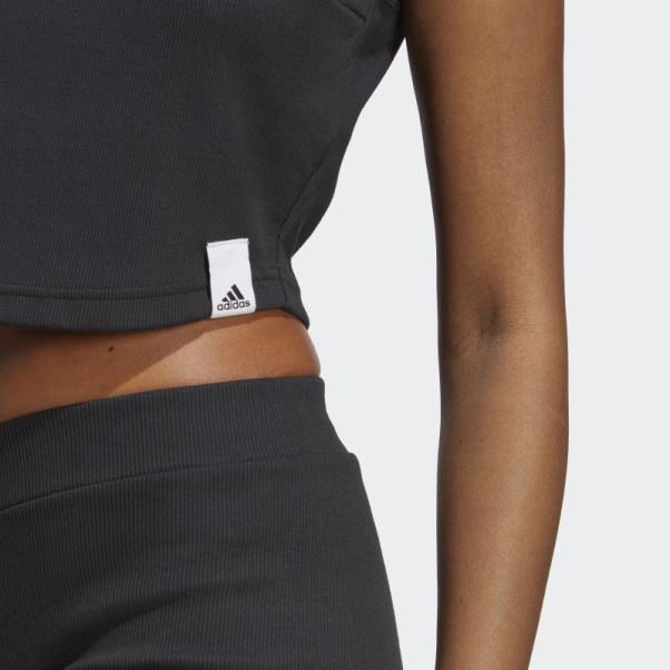 élégant Débardeur Côtelé Noir Adidas