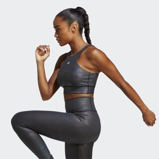 Soutien-gorge Long à Maintien Moyen Adidas Powerimpact Training Carbone