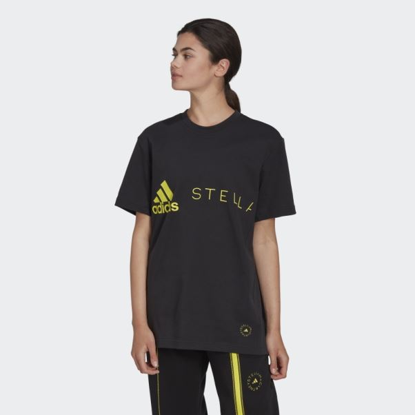 Adidas By Stella Mccartney Logo Tee Noir Chaud
